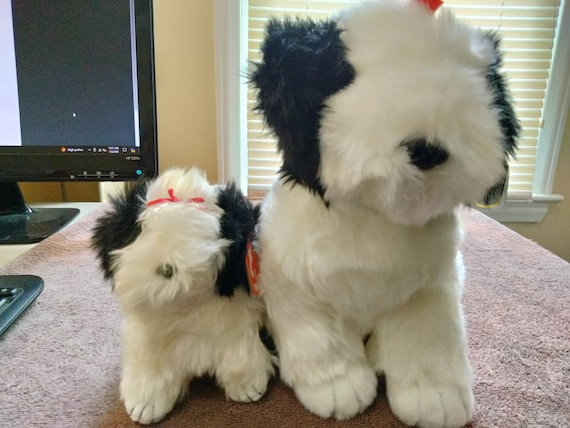 Ty Beanie Buddies And Babies Poofie The Really, Really Hairy White And Black Dog