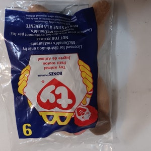 Ty McDonald&#39;s Teenies Bones The Brown Floppy Eared Canine Dog (still in original Happy Meal Plastic Packaging)