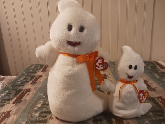 Ty Beanie Babies and Buddies Spooky the Smiling White Halloween Ghost 2 piece set