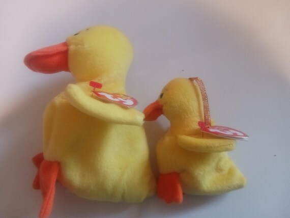 Ty Beanie Babies and Jingle Beanies Quackers the yellow duck 2 piece set