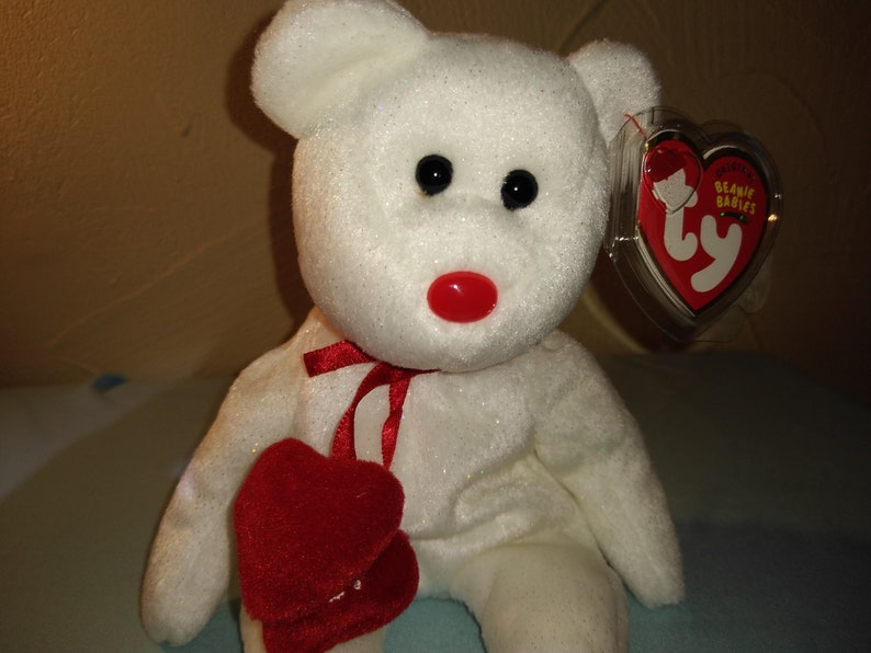 Ty beanie babies Truly the Love Bear with Fabric Hearts around | Etsy