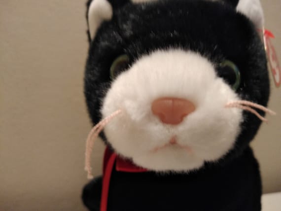 Ty Beanie Buddies Classics Zip The Black And White Kitty Cat With White Paws