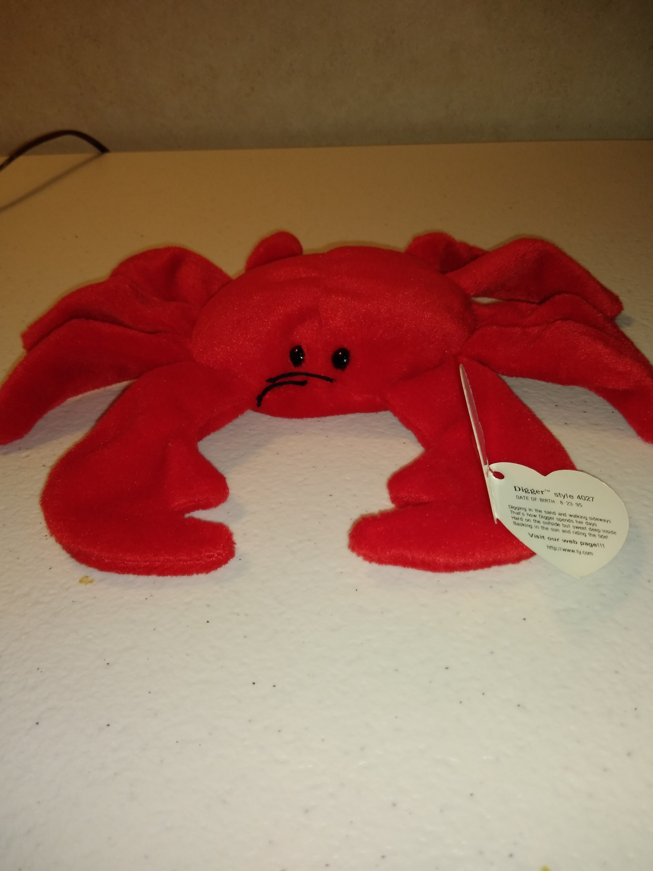 Ty Beanie Babies RED DIGGER the Crab No Stamp or Star P.V.C