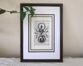 Celestial snakes printable art, serpents wall art, shaman snake, snake downloadable, moon print, mystic snake art, black and white snakes