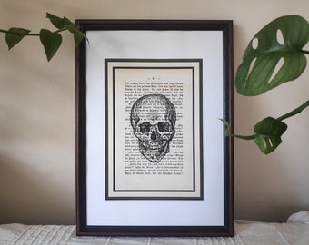Human skull printable art, cranium wall art, skeleton print, skull downloadable, vulture art, gothic art, human skull drawing, dark boho