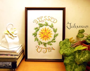 Decoración DIY Litha, imprimible en pleno verano, altar del solsticio de verano, altar Wicca, Bendita Litha, arte de pared de pleno verano, arte pentáculo, descarga de Litha