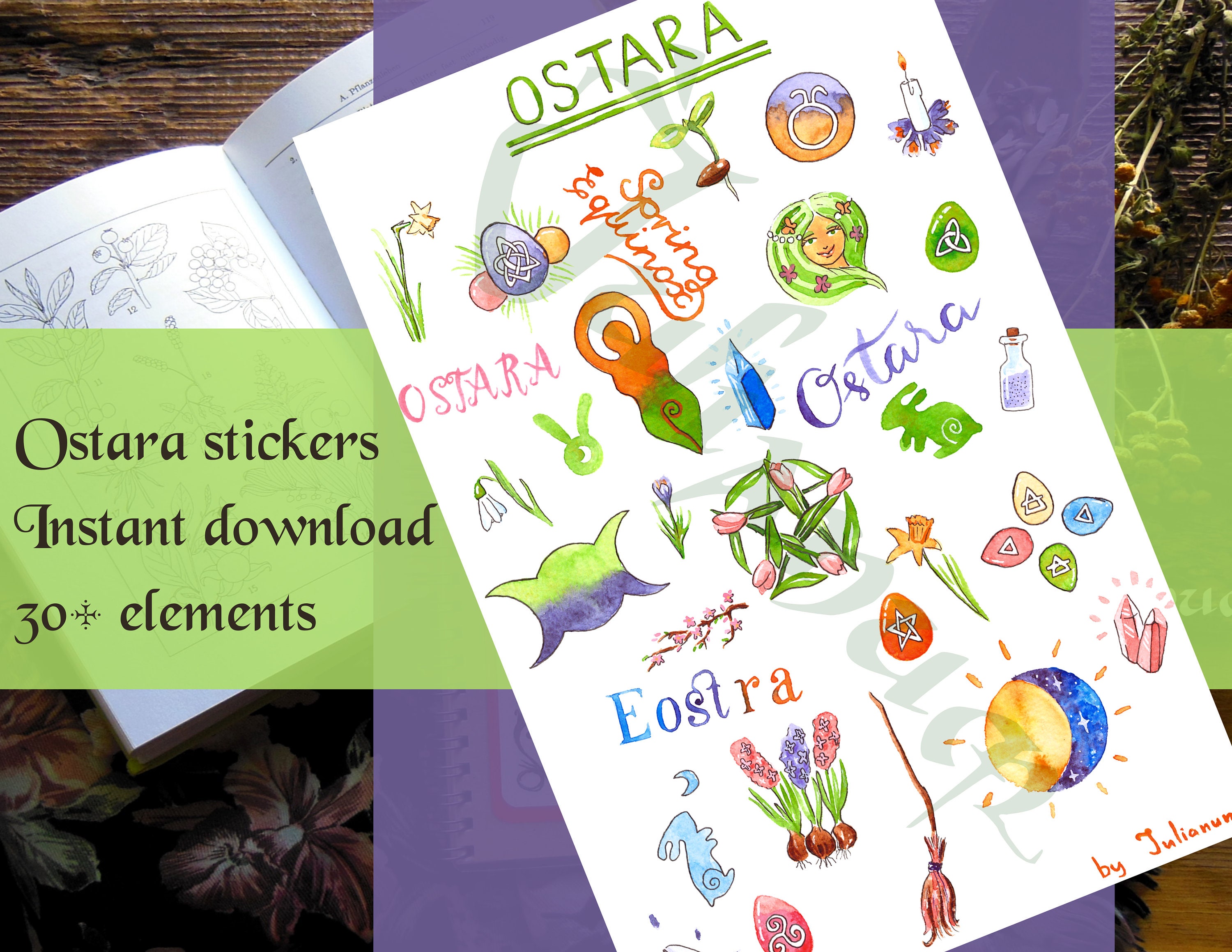 Printable Wheel of the Year Stickers, Downloadable Wiccan Book of ...