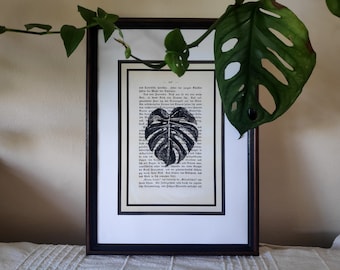 Monstera leaf printable art, monstera wall art, botanical print, houseplant downloadable, monstera print, monstera deliciosa black and white