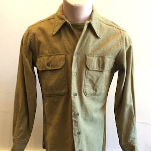 OG WW2 Wool Shirt with Mustard Gas Flaps Tag size 15.5-33