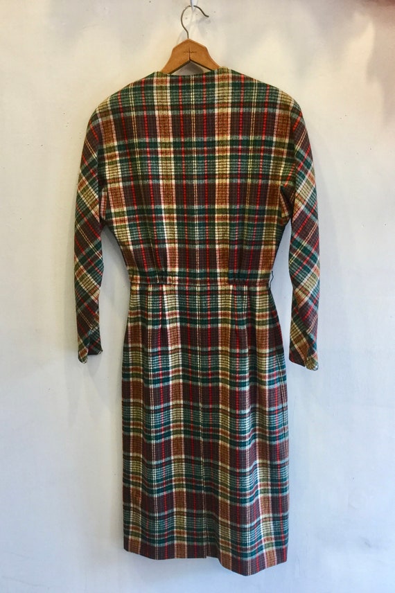 1950s Lovely Plaid Wool Dress With Hood-Hat, Made… - image 10