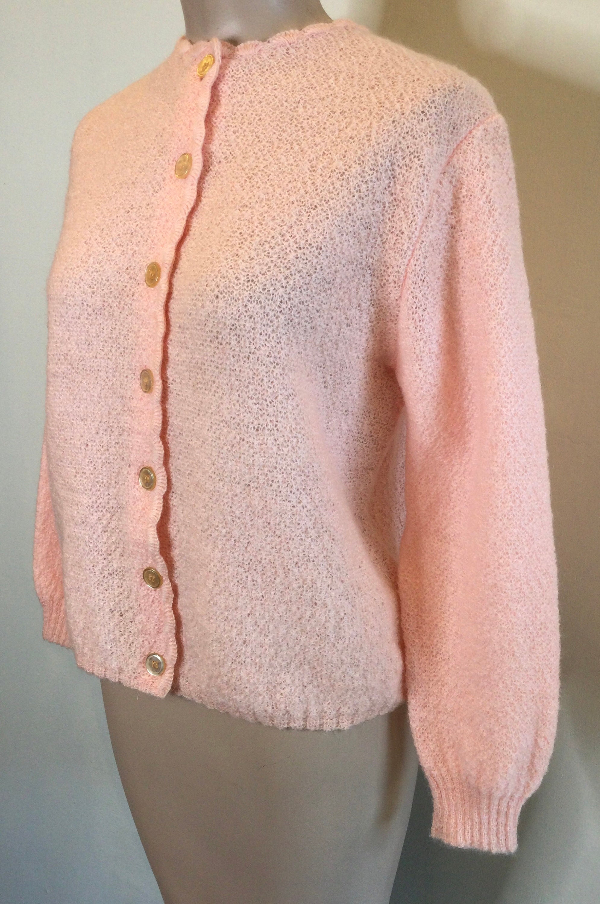 k*a様 60s 柄織りwool×mohair cardigan VTG 60s BRENT Montgomery Ward Orange Mohair Wool Shag Grunge