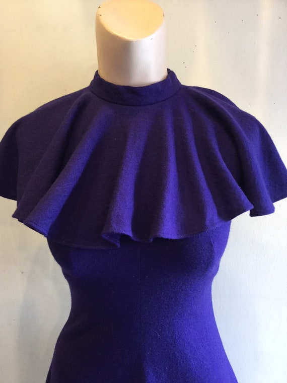 Young Edwardian Violet Blue 100% Wool Mini Dress S