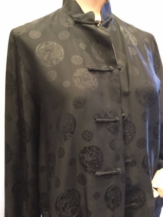 Silk Reversible Asian Style Jacket Black and Gold - image 2