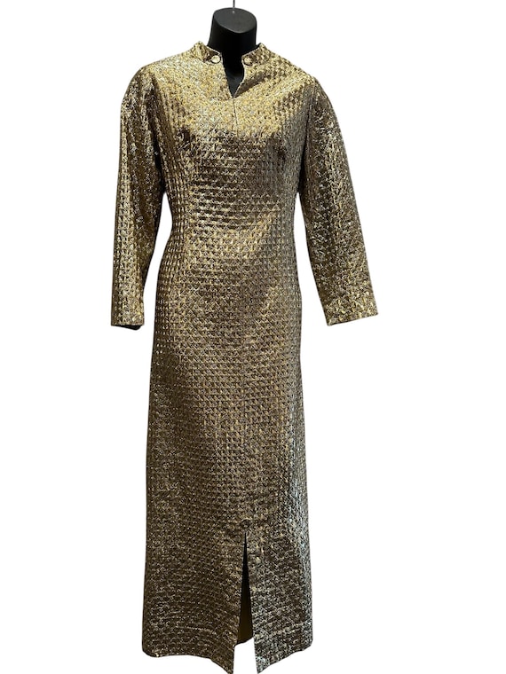 70s gold lame dress Maxi 1970s #REGPRICE