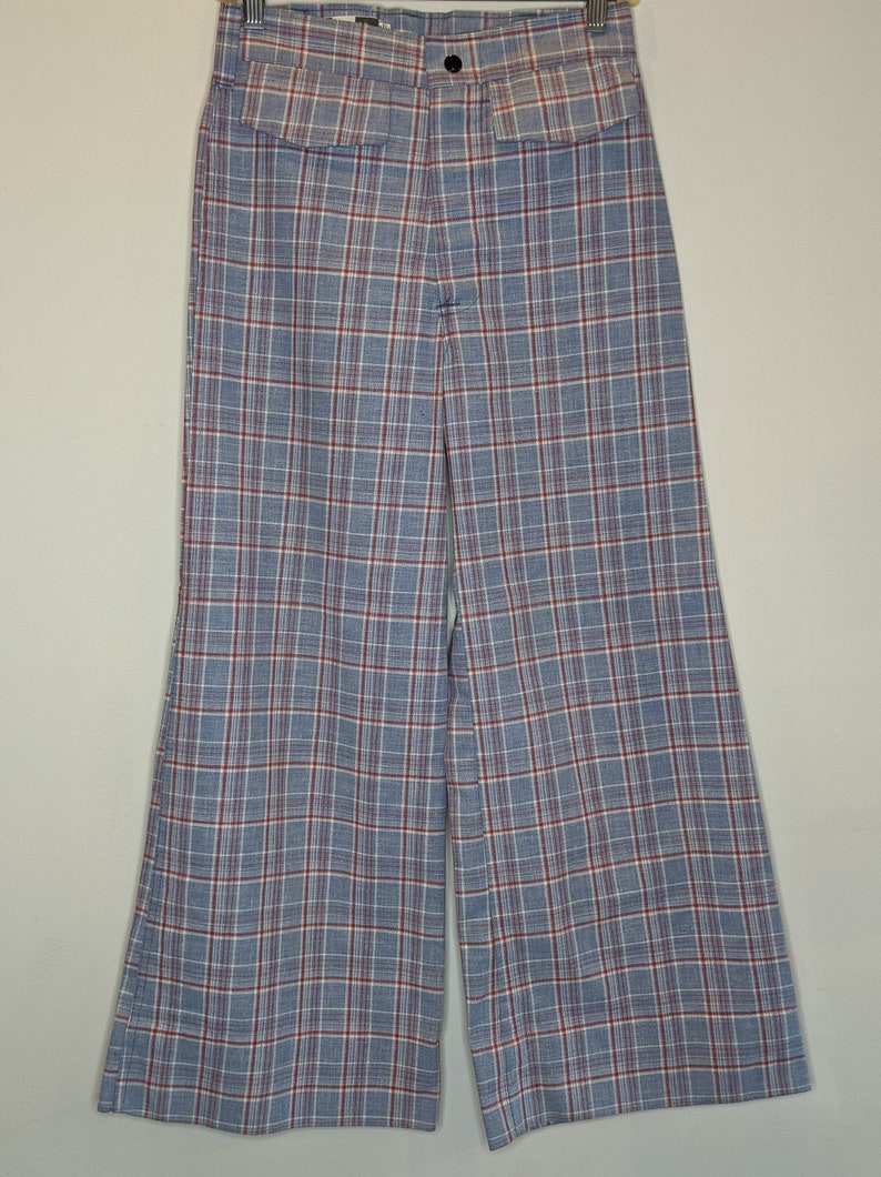 Blue Plaid Bell Bottom Pants Chest King image 1