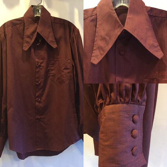 Super Cool Mens 1970's Shirt Puff Sleeve Covered B