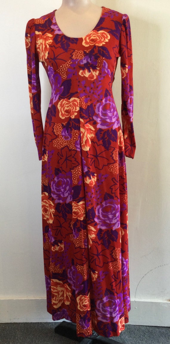 1970s long Sleeve Maxi Dress by Allegro Tag Size 9 - image 2