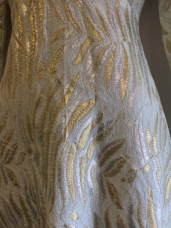Gold and Silver Metallic Patterned 1970's Maxi Dr… - image 4