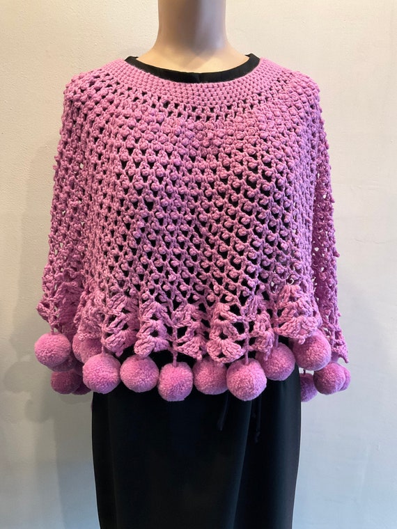 Pink Crochet Cape