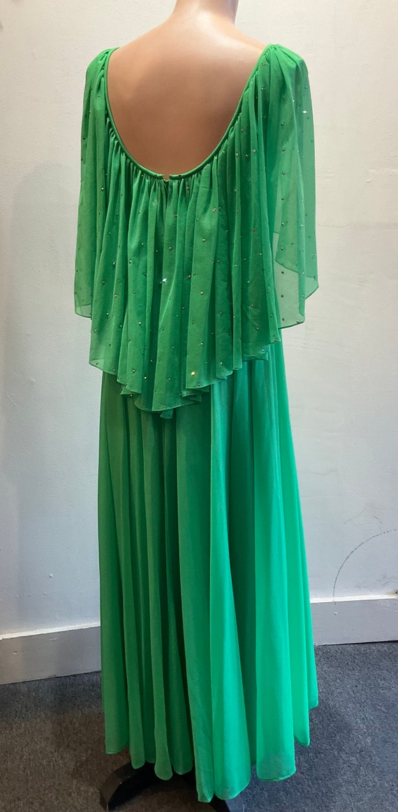 Green Chiffon Maxi Dress with Small Rhinestones 1… - image 6