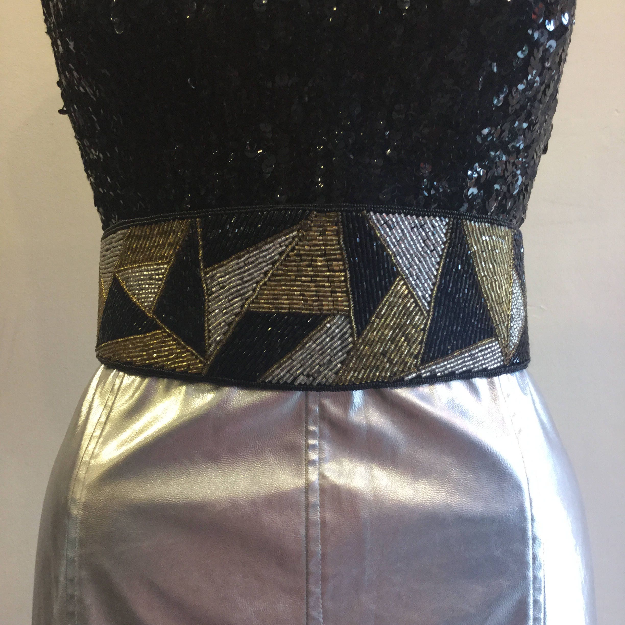 Vintage Paolo Vico 1980s Sequin & Beaded Adjustable Belt / OS Vintage 1980s Paolo Vico Beaded Belt - Etsy main image 3