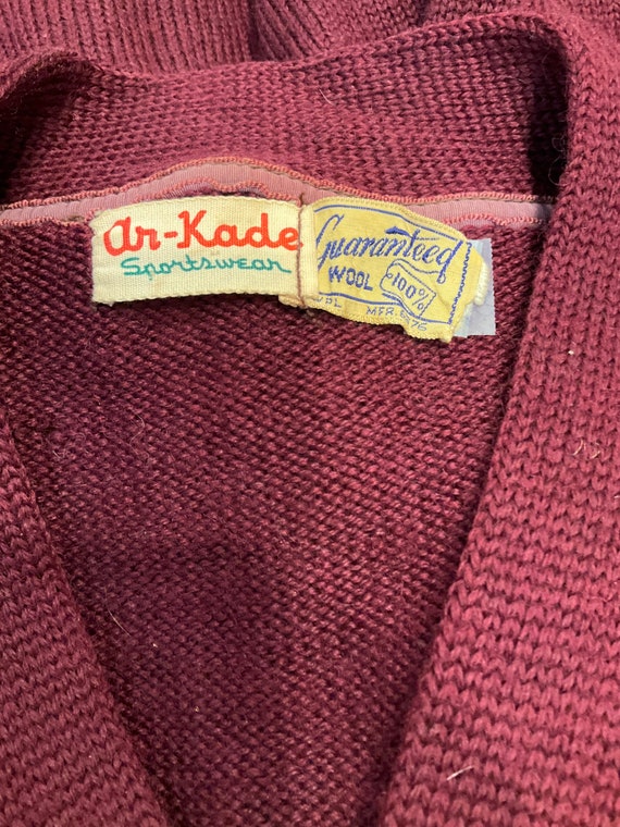 Varsity Sweater 1950s Wool Ar-Kade Sportswear - image 8