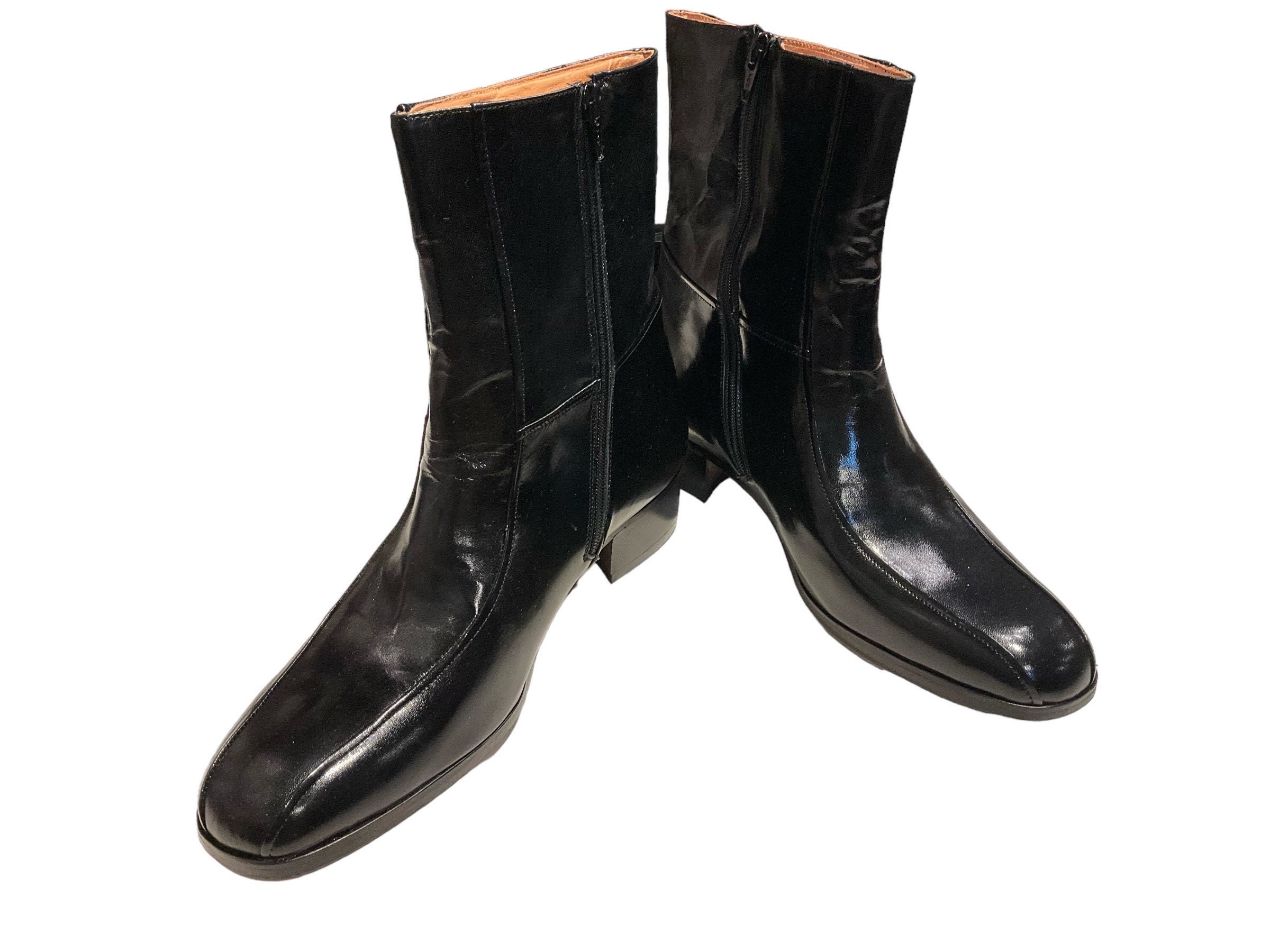 Black Side Zipper Beatle Boots Size 9 1 2 Etsy