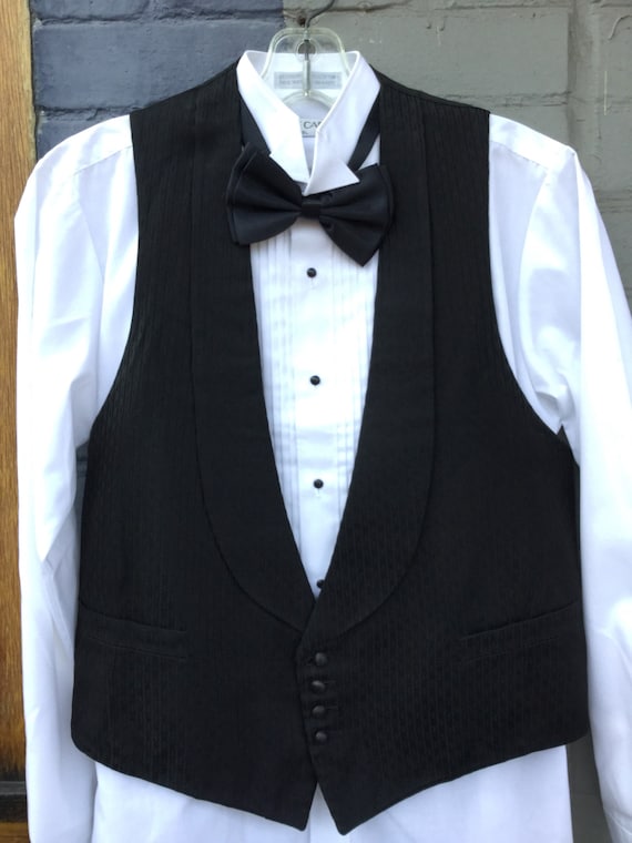 Vest Men's Antique Shawl Collar Black with Buckle 