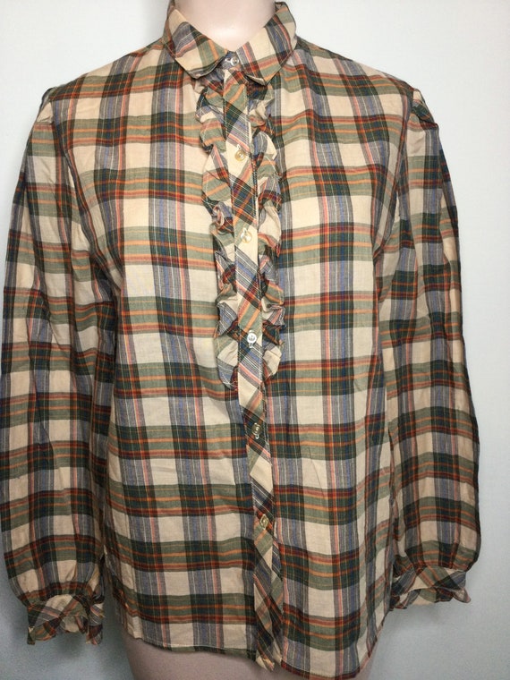 Chemisier Vintage à Carreaux Marque CRISIS - Taille 38 - Occasion Très Bon état