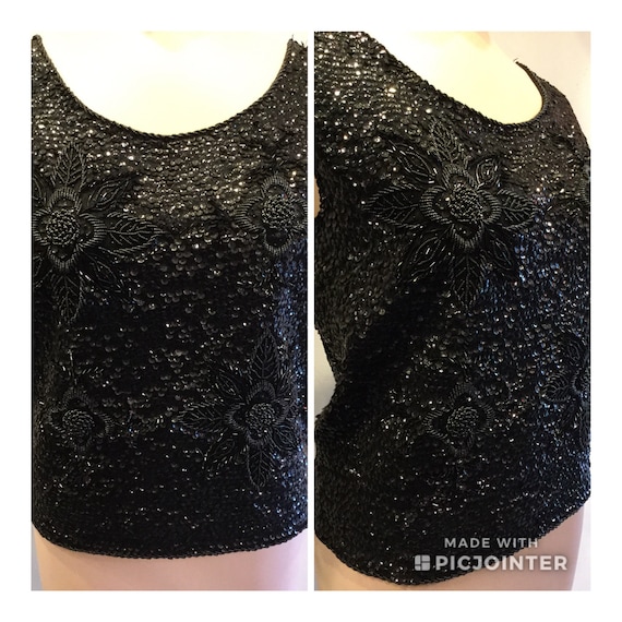 black sleeveless sequin top