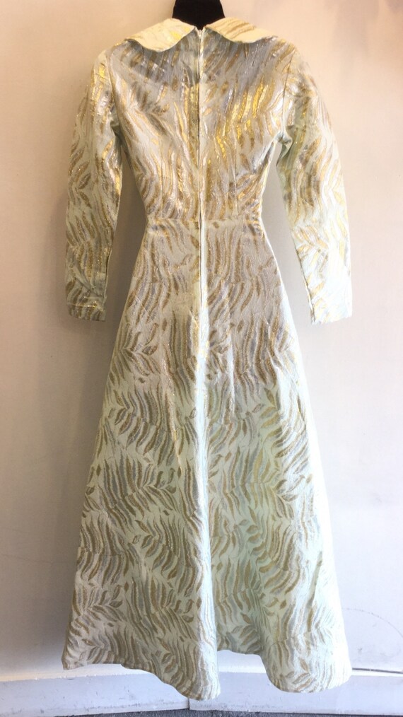 Gold and Silver Metallic Patterned 1970's Maxi Dr… - image 5