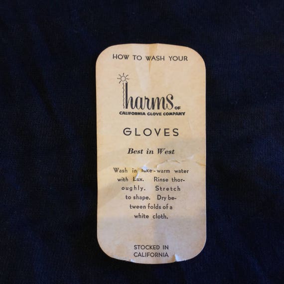 Vintage 1950's Harms Navy Blue Nylon Gloves Origi… - image 3