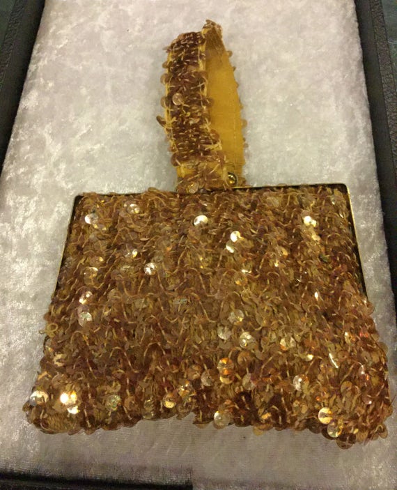 Vintage Small 1930's Gold Sequin Purse Art Deco - image 3