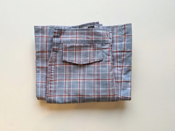 Blue Plaid Bell Bottom Pants Chest King - image 8