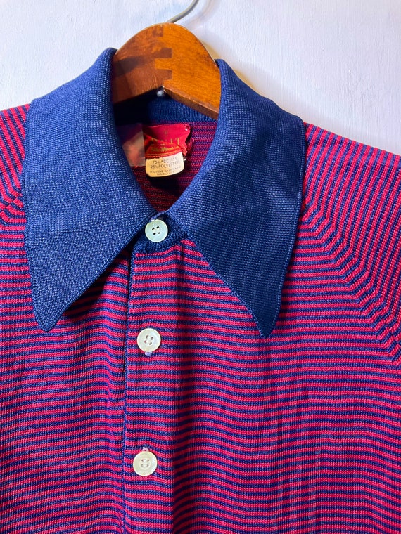 Polo Shirt Vintage 70s Banlon Knit Size M - image 5