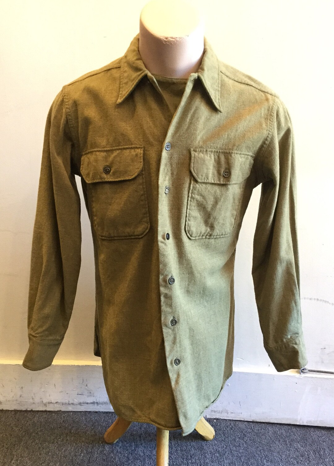 OG WW2 Wool Shirt With Mustard Gas Flaps Tag Size 15.5-33 - Etsy