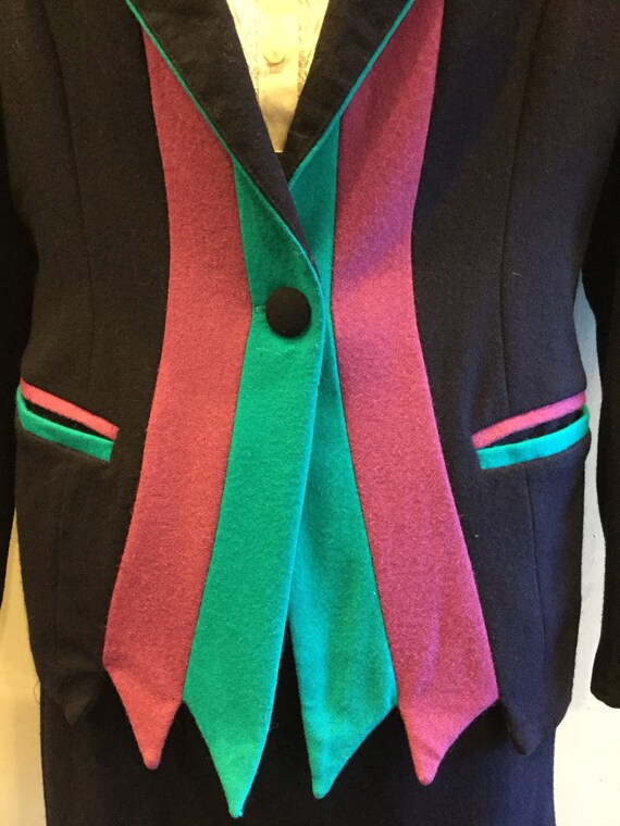 Ladies Wool Suit Padded Shoulder Jacket Short Dir… - image 4