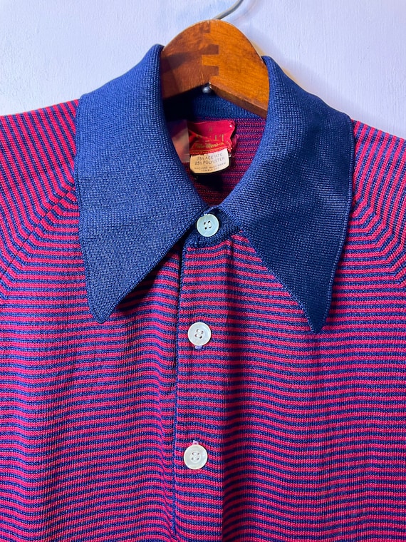 Polo Shirt Vintage 70s Banlon Knit Size M - image 1