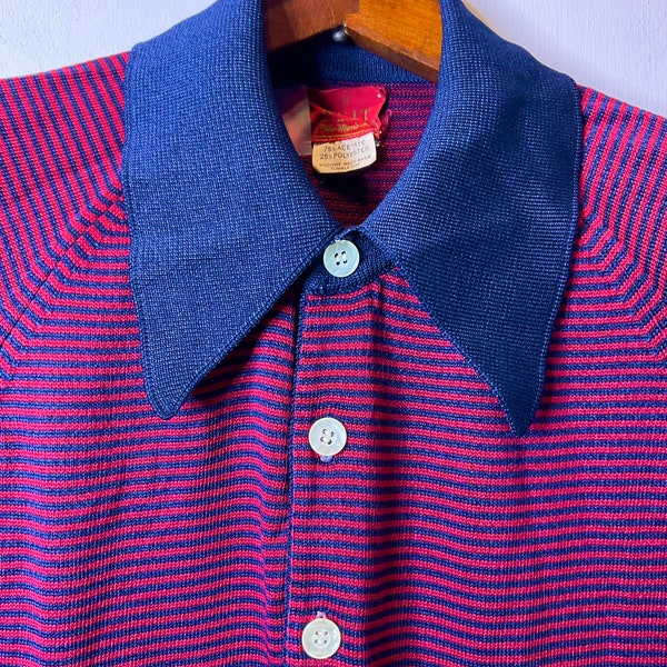 Polo Shirt Vintage 70s Banlon Knit Size M