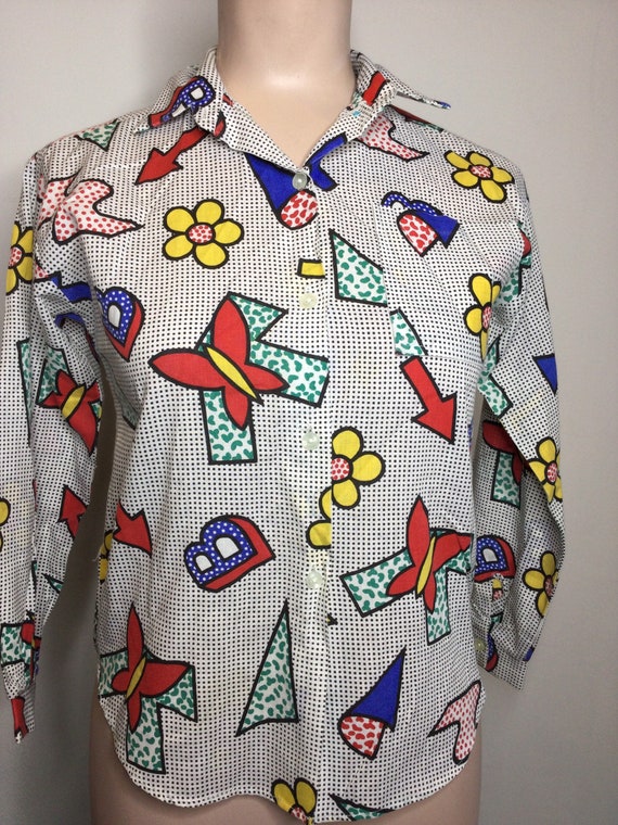 1960s Blouse Vintage Ladies Pop Art by Sea Crest - image 1