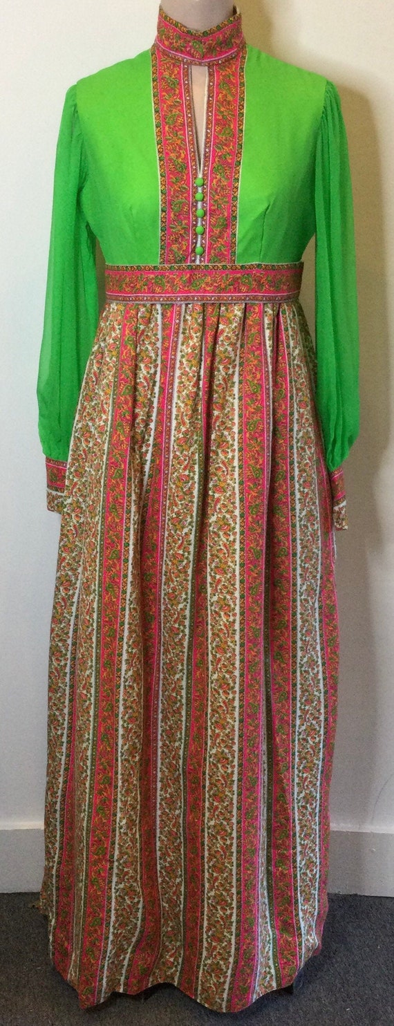 1970's Hippie Maxi Dress Empire Waist
