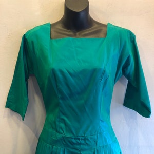 Blue Green 1950&#39;s Taffeta Shimmer Dress