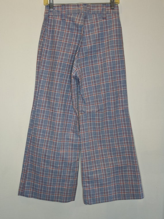 Blue Plaid Bell Bottom Pants Chest King - image 2