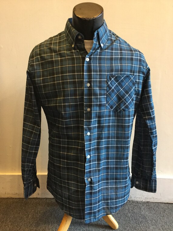Men's Button Down Blue Plaid Shirt Vintage "Bud Berma… Gem