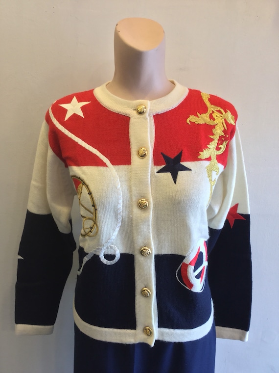 JH Collectibles Nautical Cardigan Wool Sweater Tag Size M