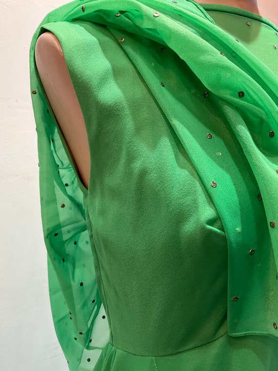 Green Chiffon Maxi Dress with Small Rhinestones 1… - image 7