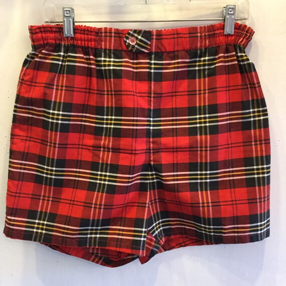 Jantzen Red & Black Plaid Trunks 1950's Swim Short