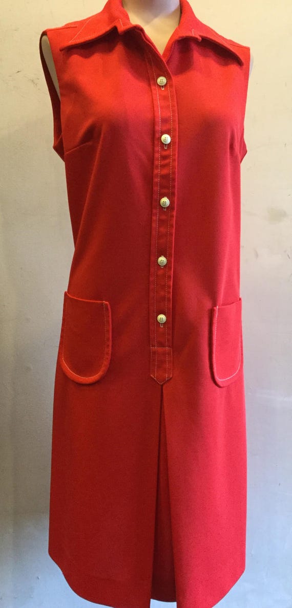 Vintage 1970's Red poly Dress size 16 by Contima