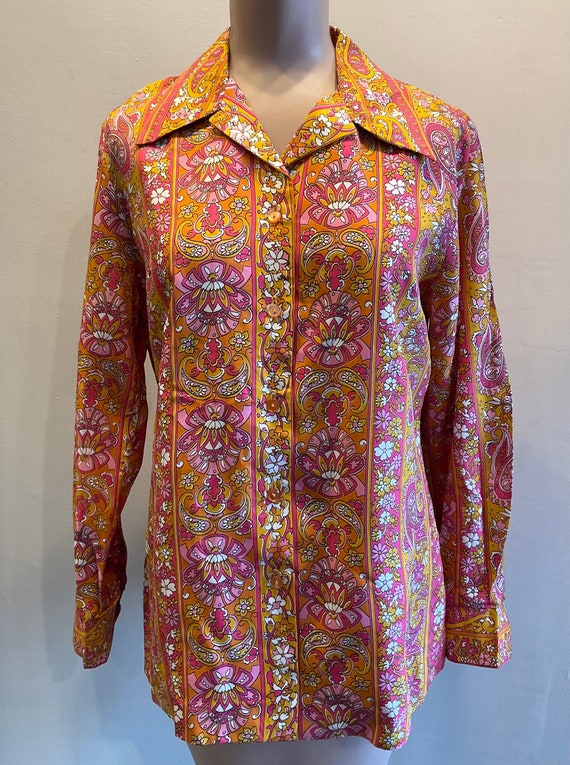 1960's Paisley Blouse Top Pink Alex Colman