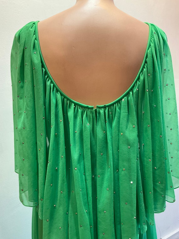 Green Chiffon Maxi Dress with Small Rhinestones 1… - image 8